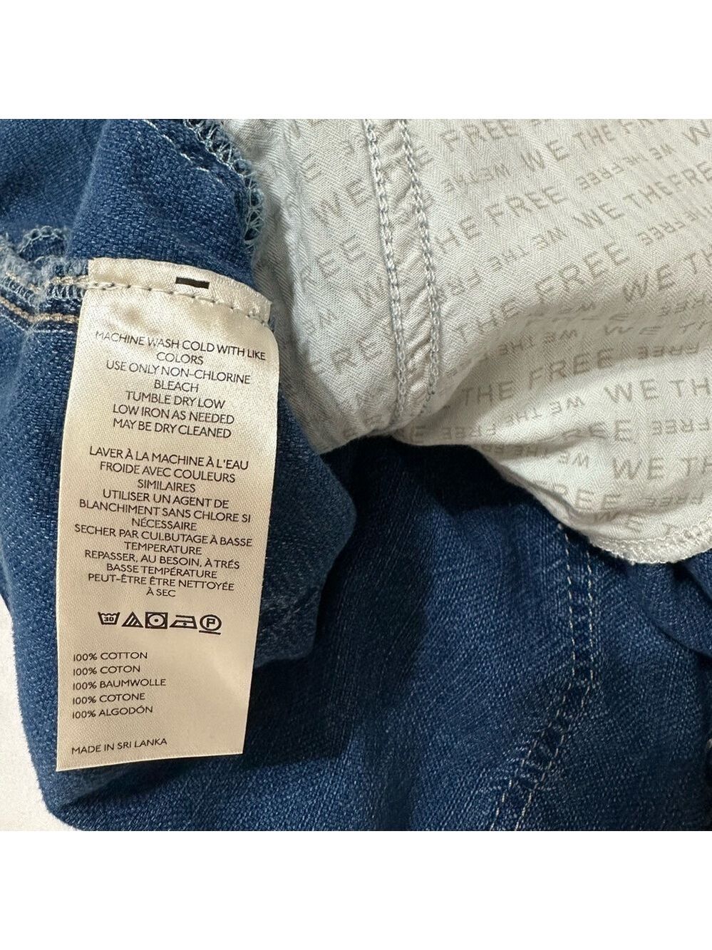 FREE PEOPLE SOFT BLUE DENIM OVERALLS ZIP FRONT SNAP CLOSURE WIDE LEG SIZE MEDIUM - Picture 14 of 14